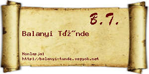 Balanyi Tünde névjegykártya